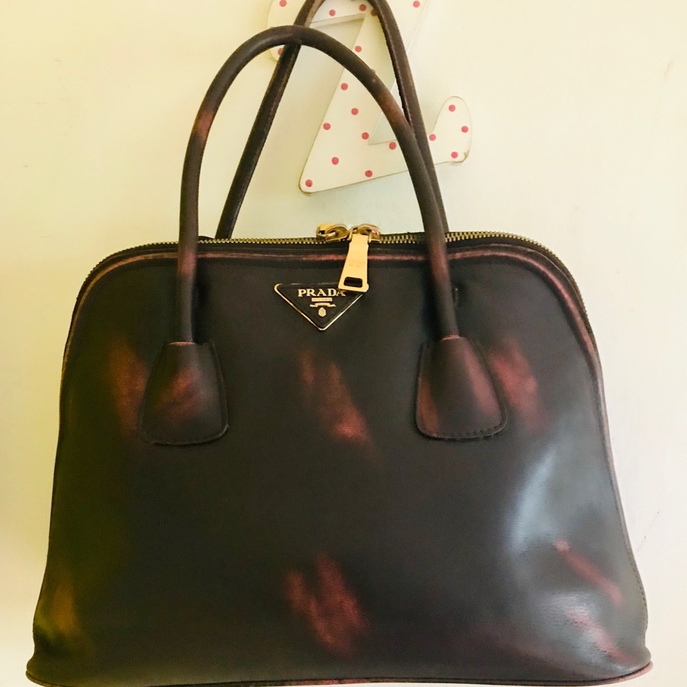 Two toned Prada leather bag in Oxblood